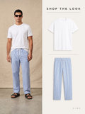WHITE T SHIRT + STRIPED PANTS