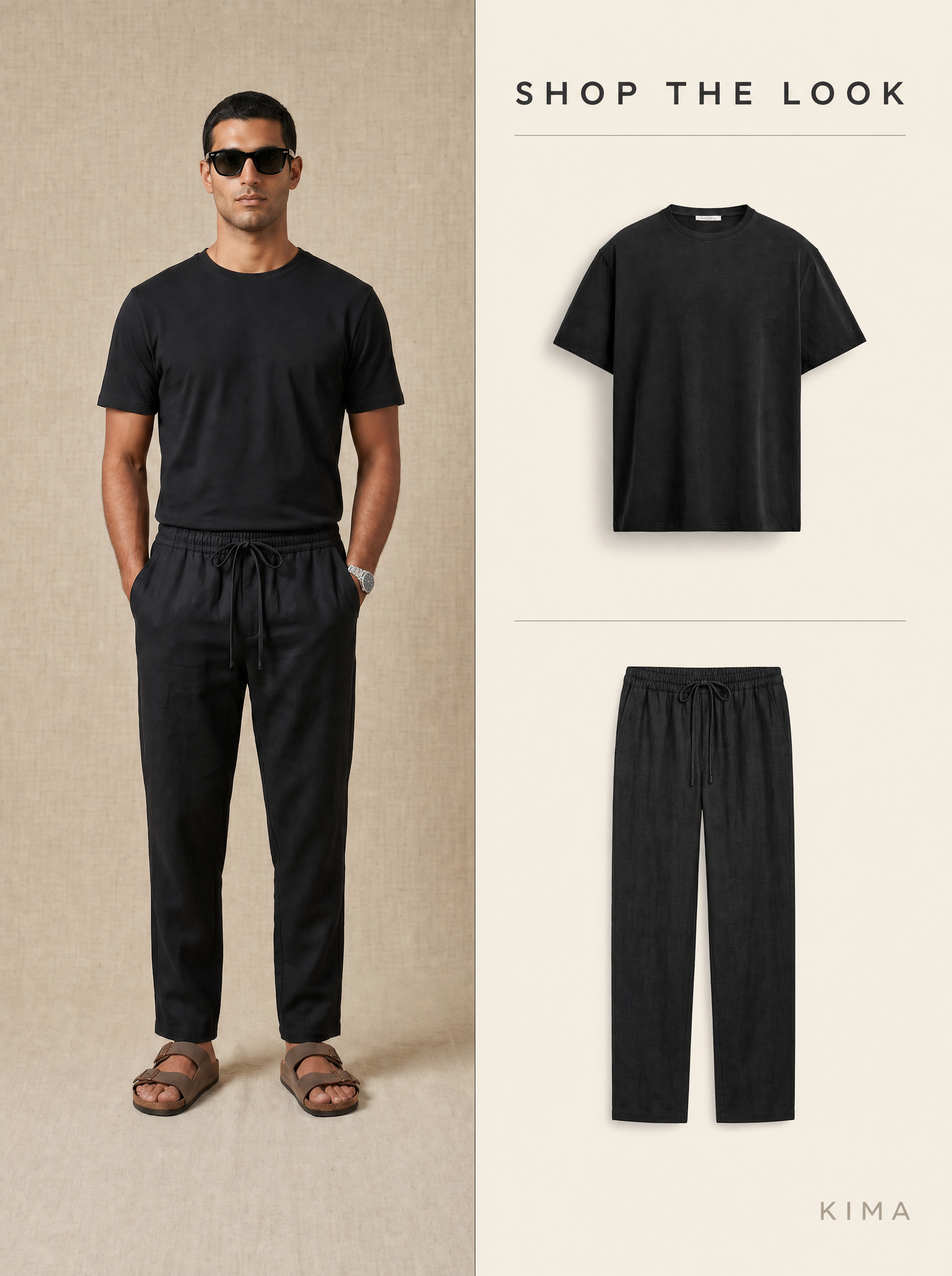 BLACK TSHIRT + BLACK LINEN PANTS