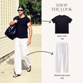 BLACK T SHIRT + WHITE LINEN PANTS