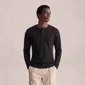 Ribbed Henley — Black