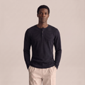 Ribbed Henley — Navy