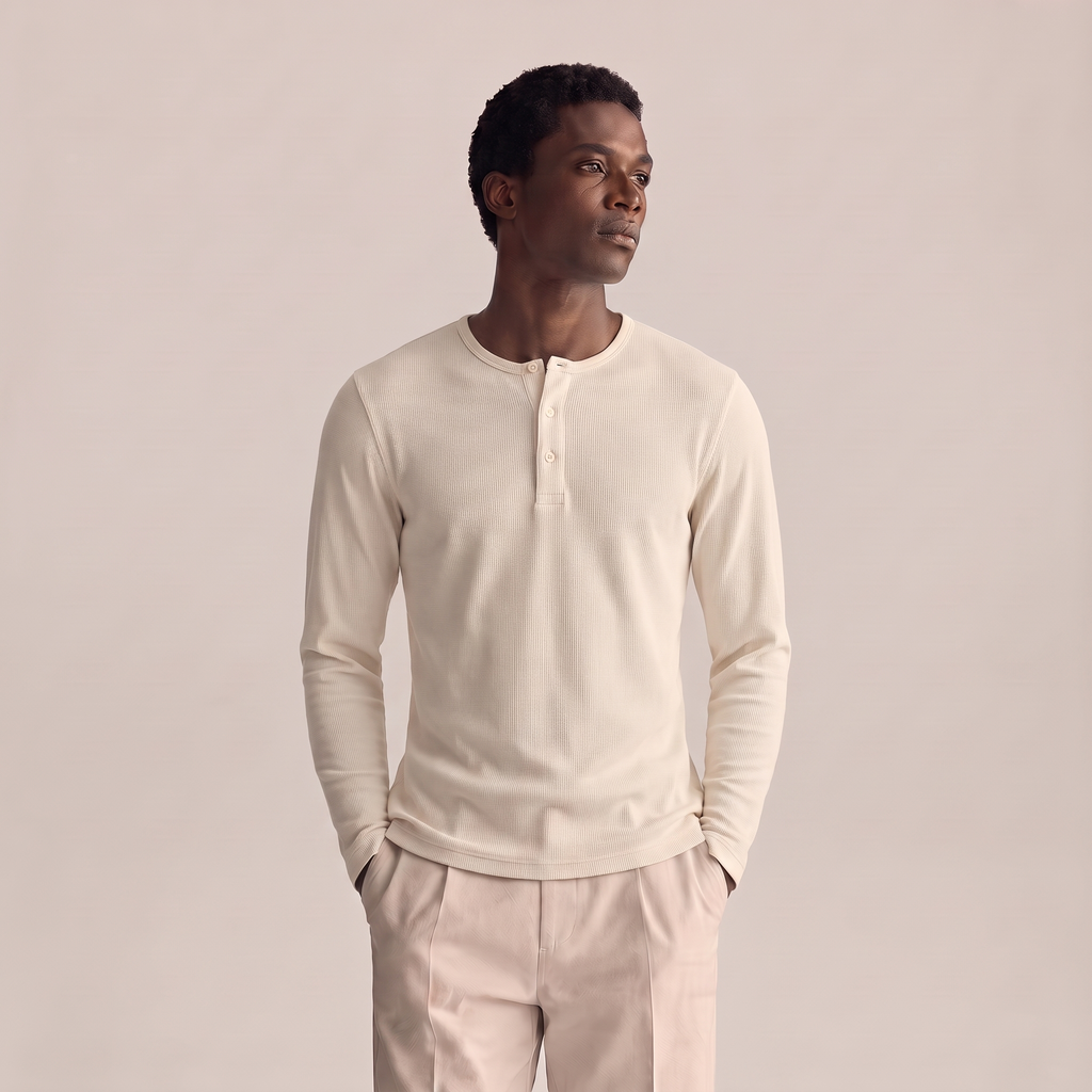 Ribbed Henley — Off-White