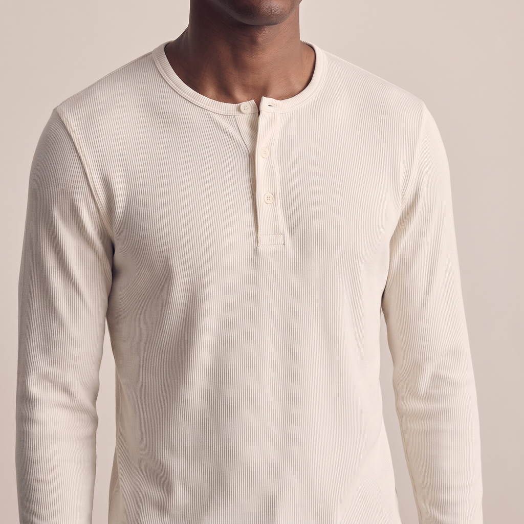 Ribbed Henley — Off-White